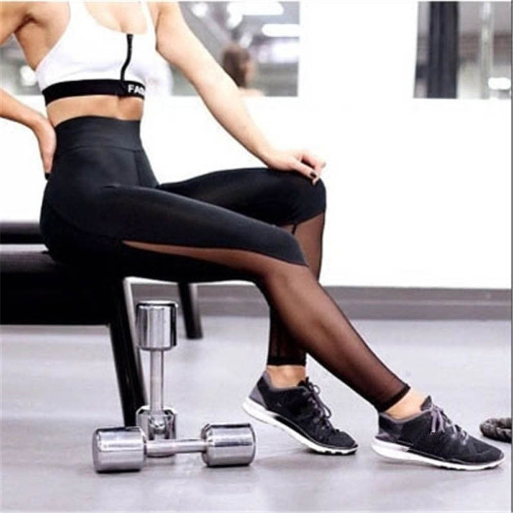 Women Fitness Leggings High Waist Mesh Patchwork Leggings Skinny Push Up Pants - Cruz's Corner