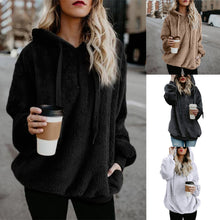 Women Hooded Sweatshirt Coat Winter Warm Wool Zipper Pockets Cotton Coat Outwear - Cruz's Corner