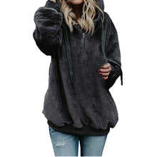Women Hooded Sweatshirt Coat Winter Warm Wool Zipper Pockets Cotton Coat Outwear - Cruz's Corner