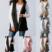 Women Lady Faux Fur Solid Hooded Outwear Sleeveless Pockets Warm Vest Waistcoat - Cruz's Corner