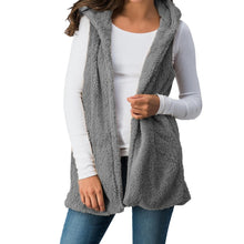Women Lady Faux Fur Solid Hooded Outwear Sleeveless Pockets Warm Vest Waistcoat - Cruz's Corner