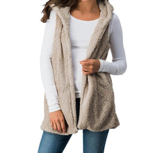 Women Lady Faux Fur Solid Hooded Outwear Sleeveless Pockets Warm Vest Waistcoat - Cruz's Corner