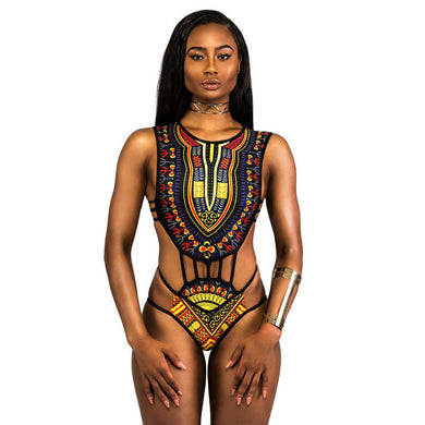 Women African Print Bikini Set Swimwear Push-Up Padded Bra Swimsuit Beachwear