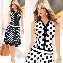 Women Fashion Polka Dot Sleeveless V-neck Print Dress One-piece Dresses